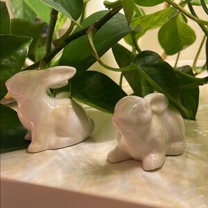 White Ceramic Bunny Figurines